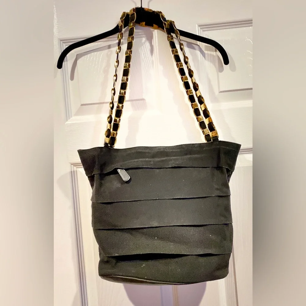 Salvatore Ferragamo Canvas Black Chain Strap Bag - Picture 4 of 17